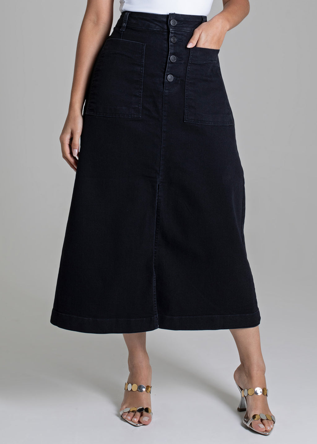 Sawary Midi Canvas Skirt - 279017