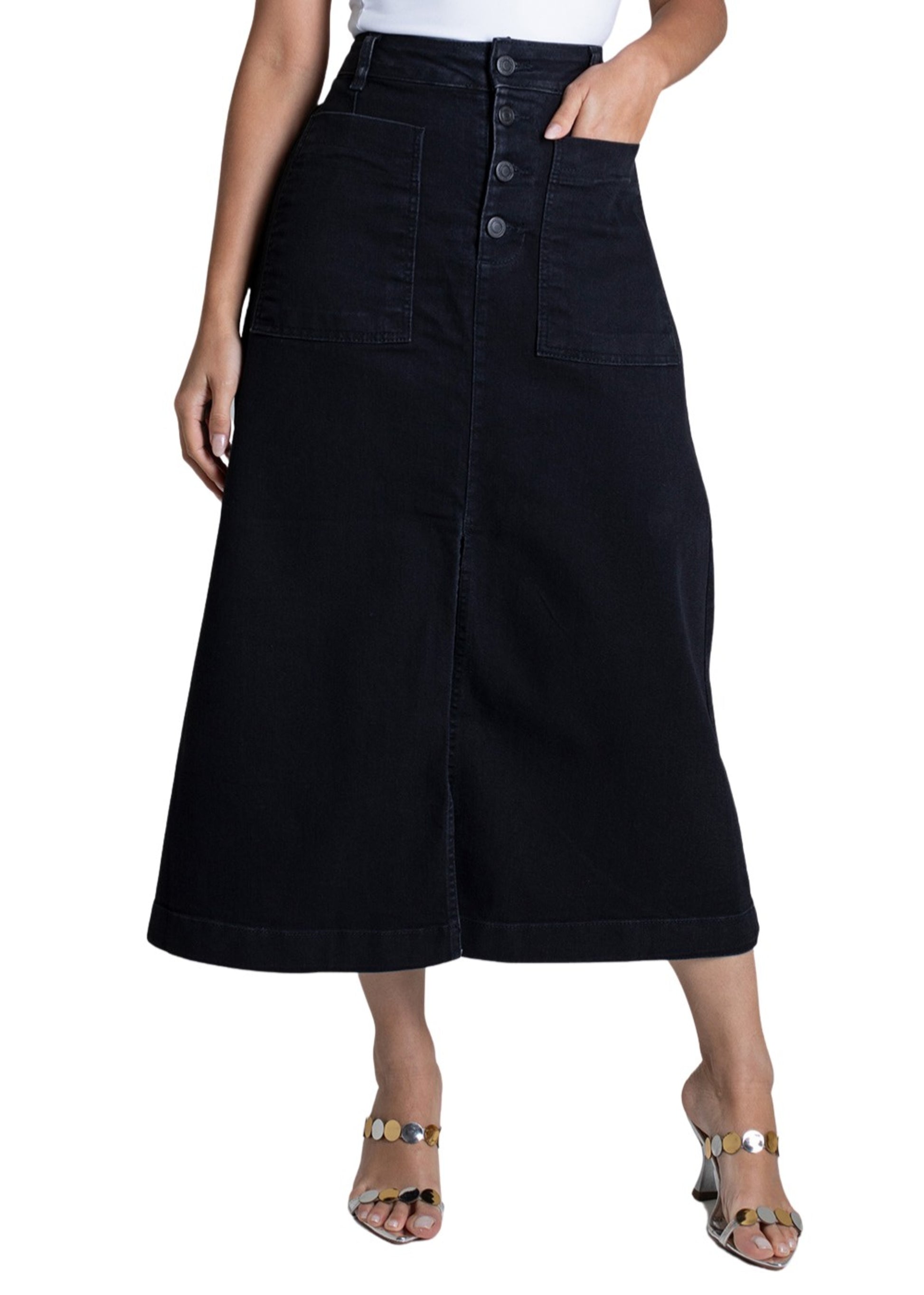 Sawary Midi Canvas Skirt - 279017