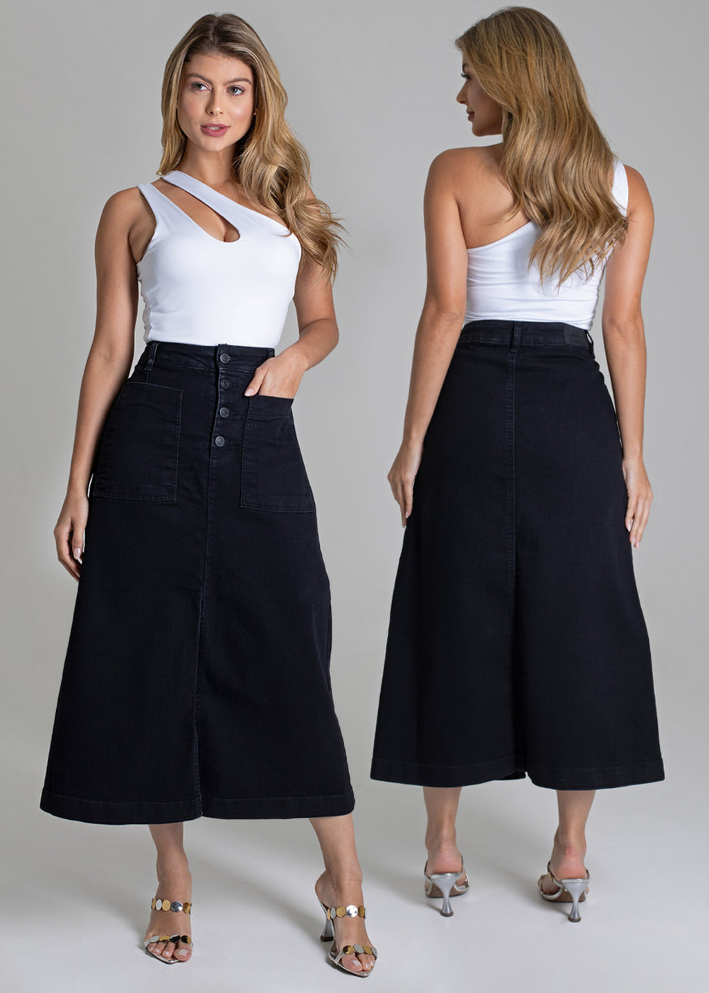 Sawary Midi Canvas Skirt - 279017