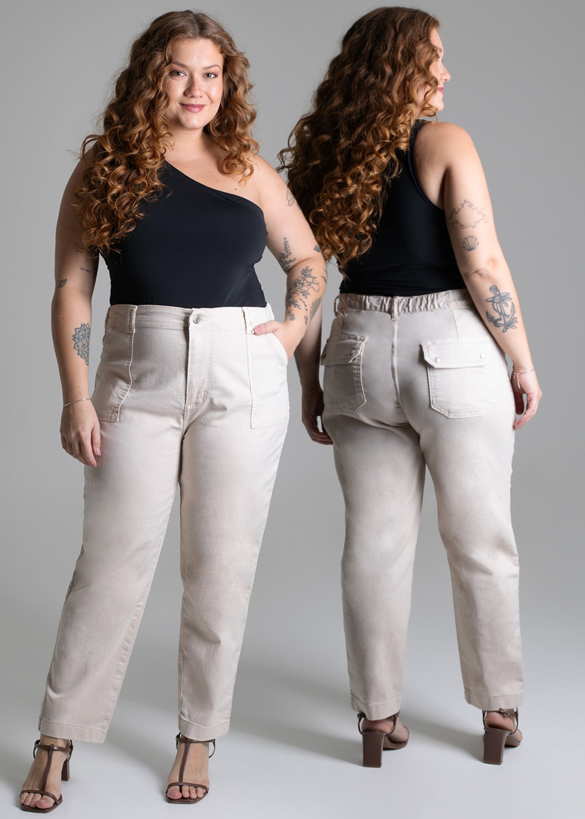 Sawary Plus Size Canvas Pants - 279029