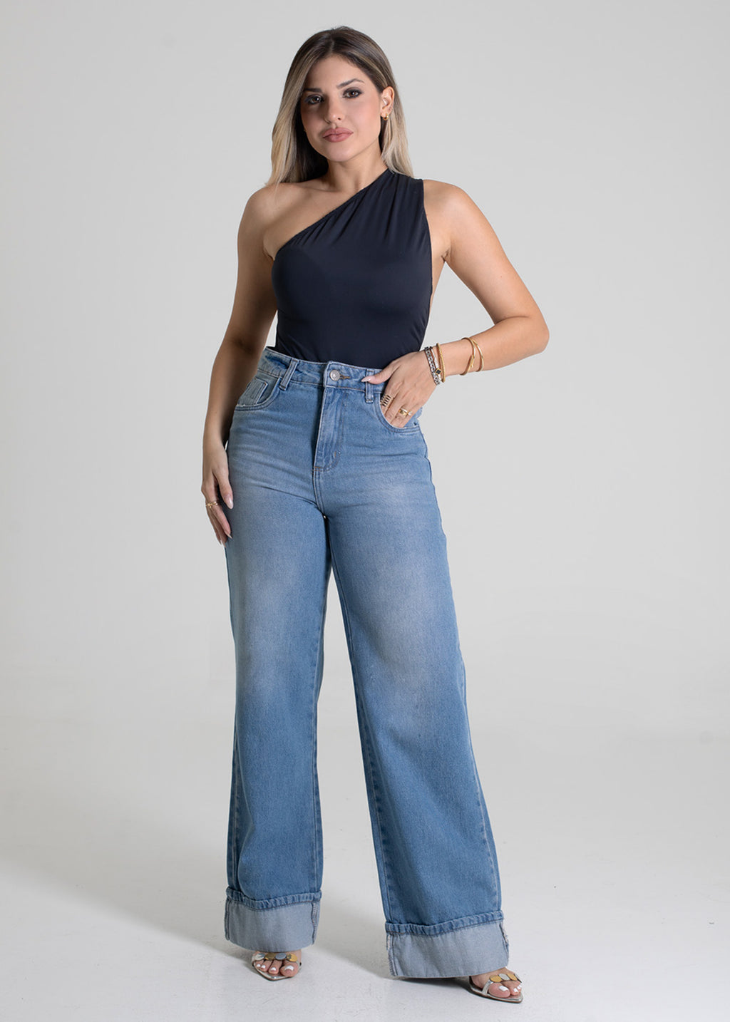 Sawary Wide Leg Jeans Pants - 279139