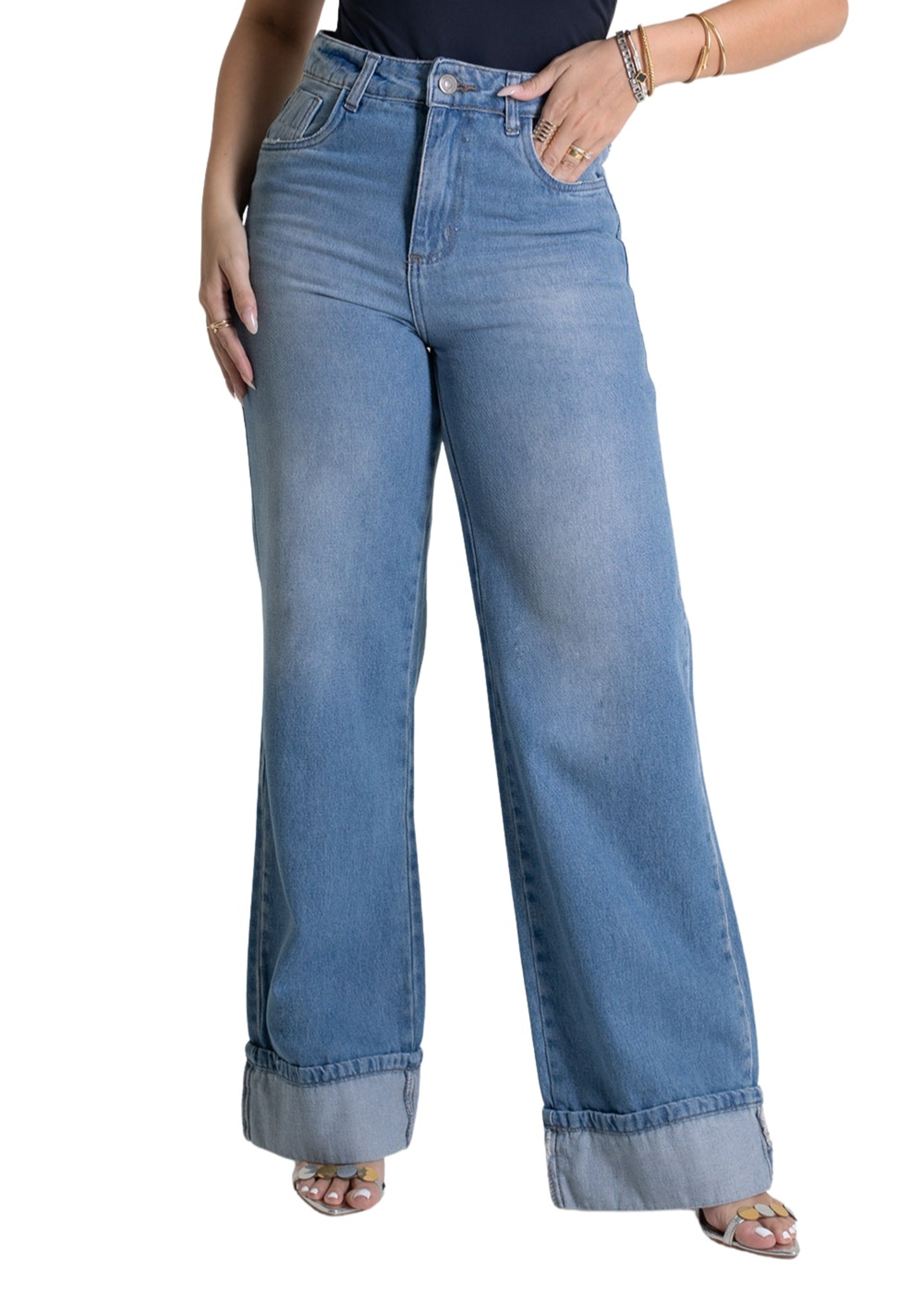 Sawary Wide Leg Jeans Pants - 279139